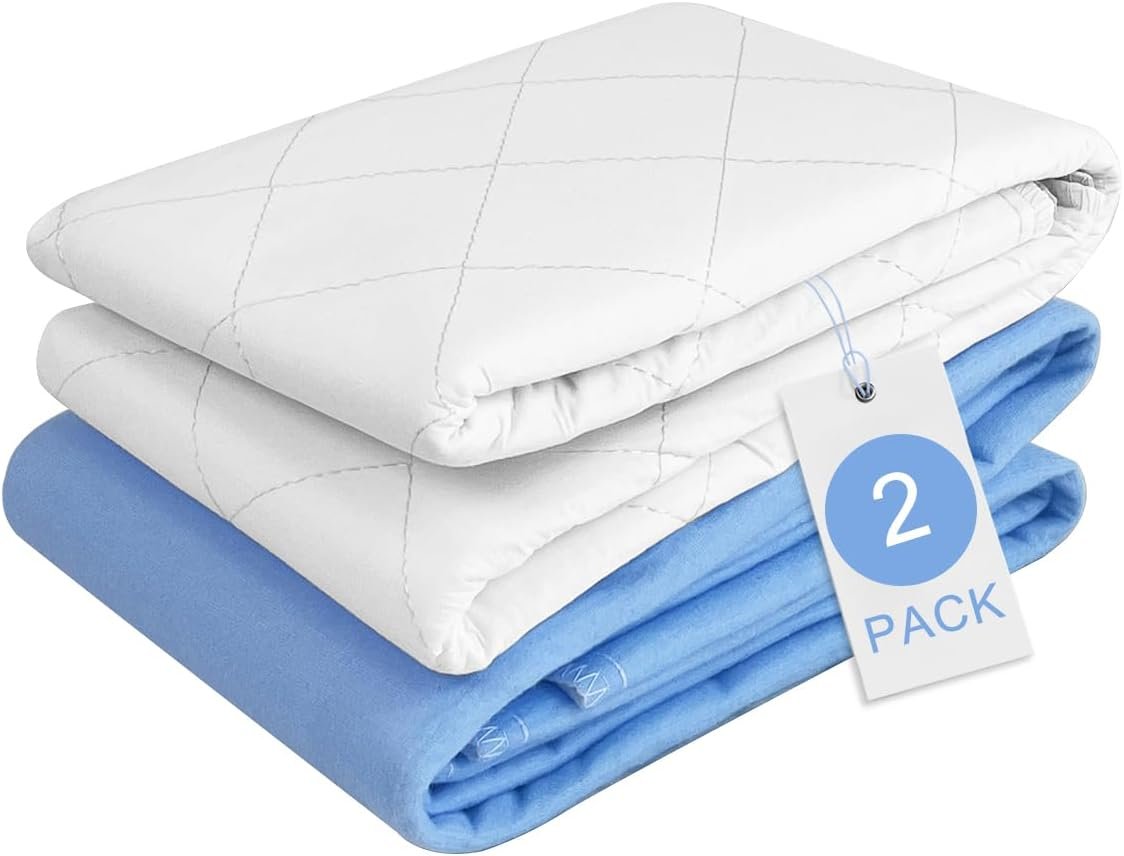 Reusable Bed Pads 34″ X 36″ 2 Pack, Washable Waterproof Pads for Incontinence, Absorbent Leak-Proof Underpads for Pee Bed Wetting, Potty Training,for Kids Pets Adult