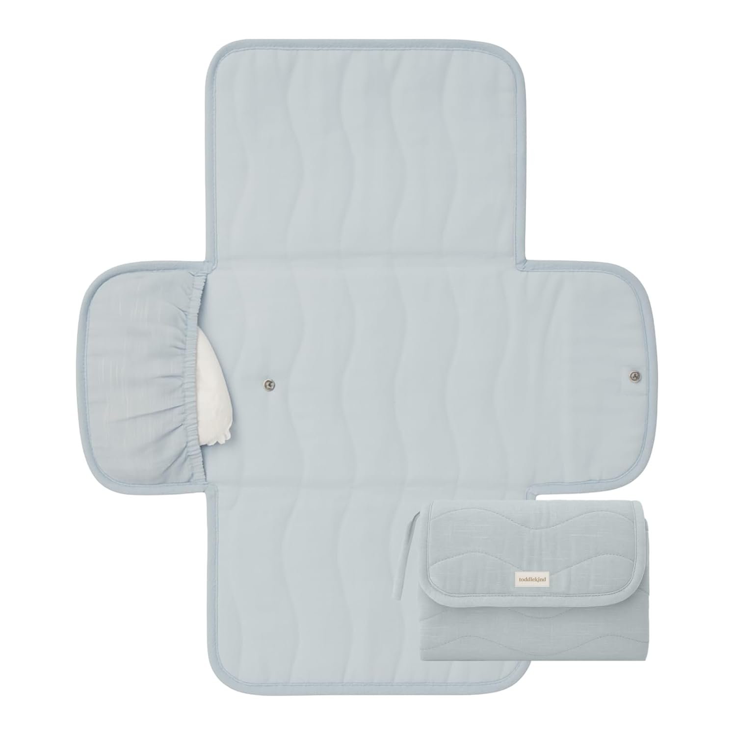 Toddlekind Mini Maven Portable Changing Pad – Travel Diaper Clutch for Babies, Organic Cotton & Water-Resistant, Compact Foldable Diaper Changing Mat with Pocket (Blue)