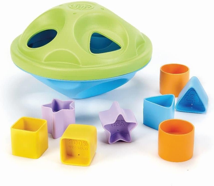 Green Toys Shape Sorter, Green/Blue – 10 Piece Motor Skills, Shape Categorization Kids Toy. Safe for Babies and Toddlers. No BPA, PVC. Dishwasher Safe, Recycled Plastic, Made in USA.