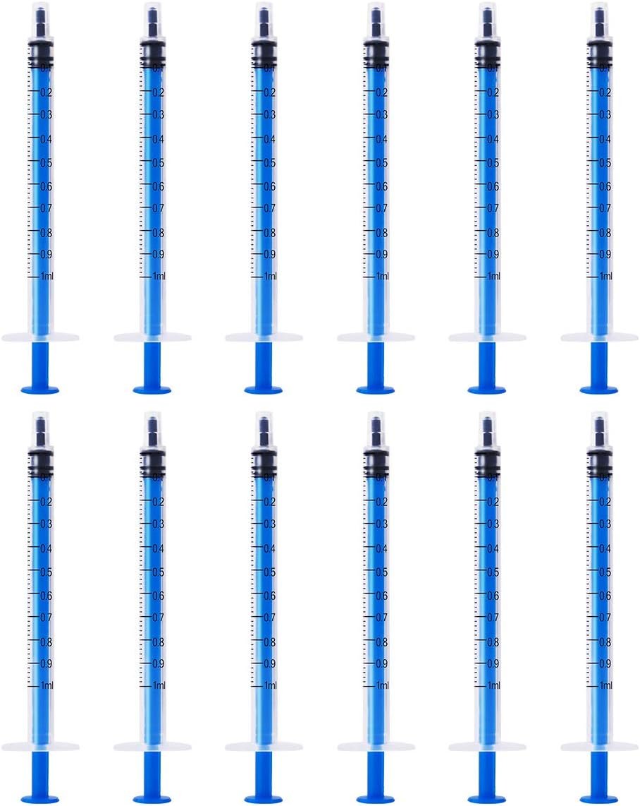 12 Pack – 1ml Plastic Syringe with Measurement, No Needle Suitable for Refilling and Measuring Liquids, Feeding Pets, Oil or Glue Applicator…