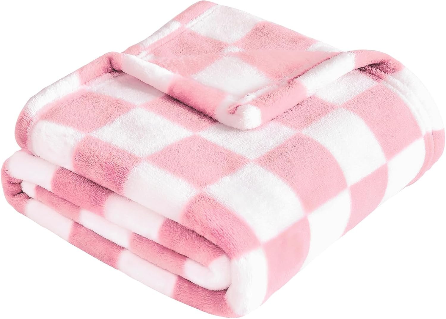 Yurhap Checkered Baby Blanket for Girls Pink Fleece Baby Blankets for Girls Boys, Warmer Comfort Lightweight Bed Blanket for Toddlers Infants or Newborn, 30”x40”, Pink