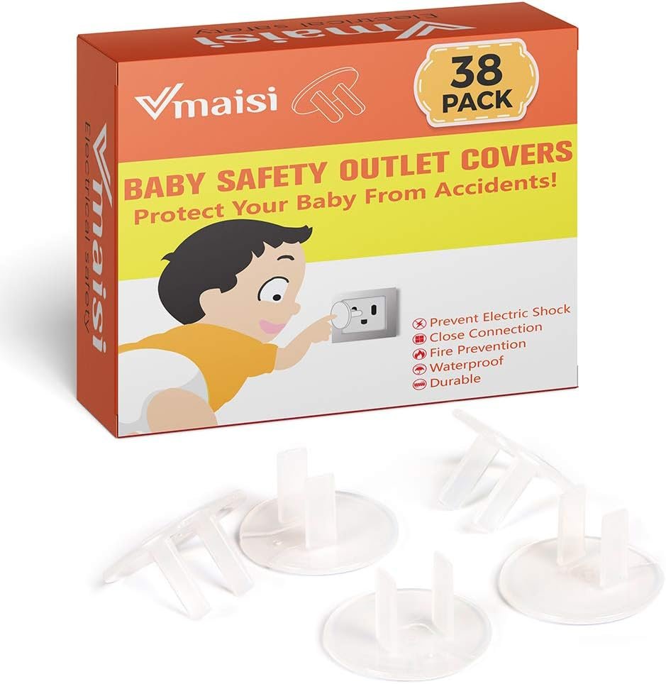Vmaisi 38 Pieces Clear Outlet Covers Baby Proofing – Electrical Safety ChildProof Plug Protector – (Clear, 38 Pack)