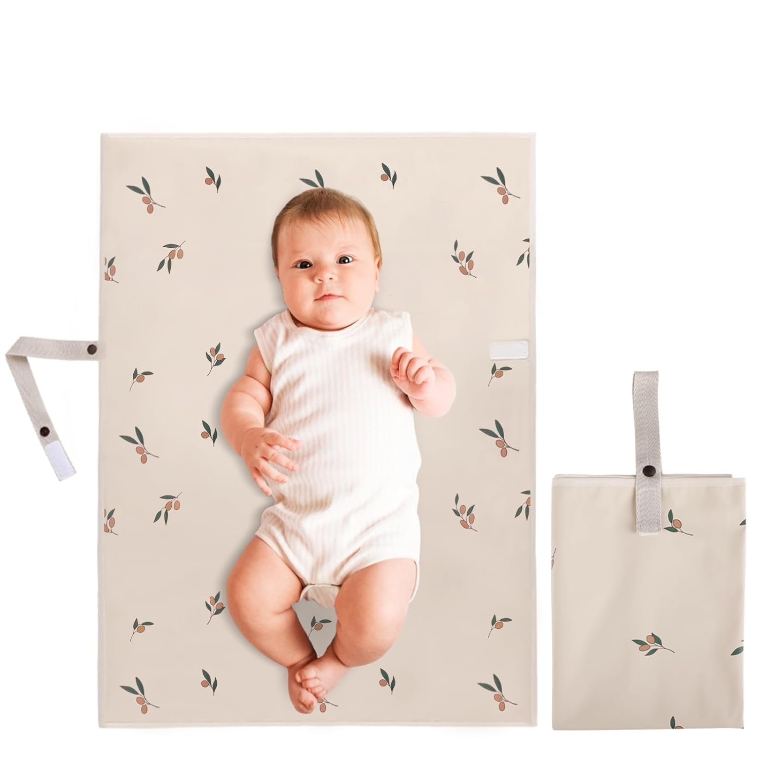 Vegan Leather Portable Changing Pad – Compact & Foldable Travel Mat, Waterproof & Wipeable Baby Changer for On-The-Go Parents, Fits Any Diaper Bag