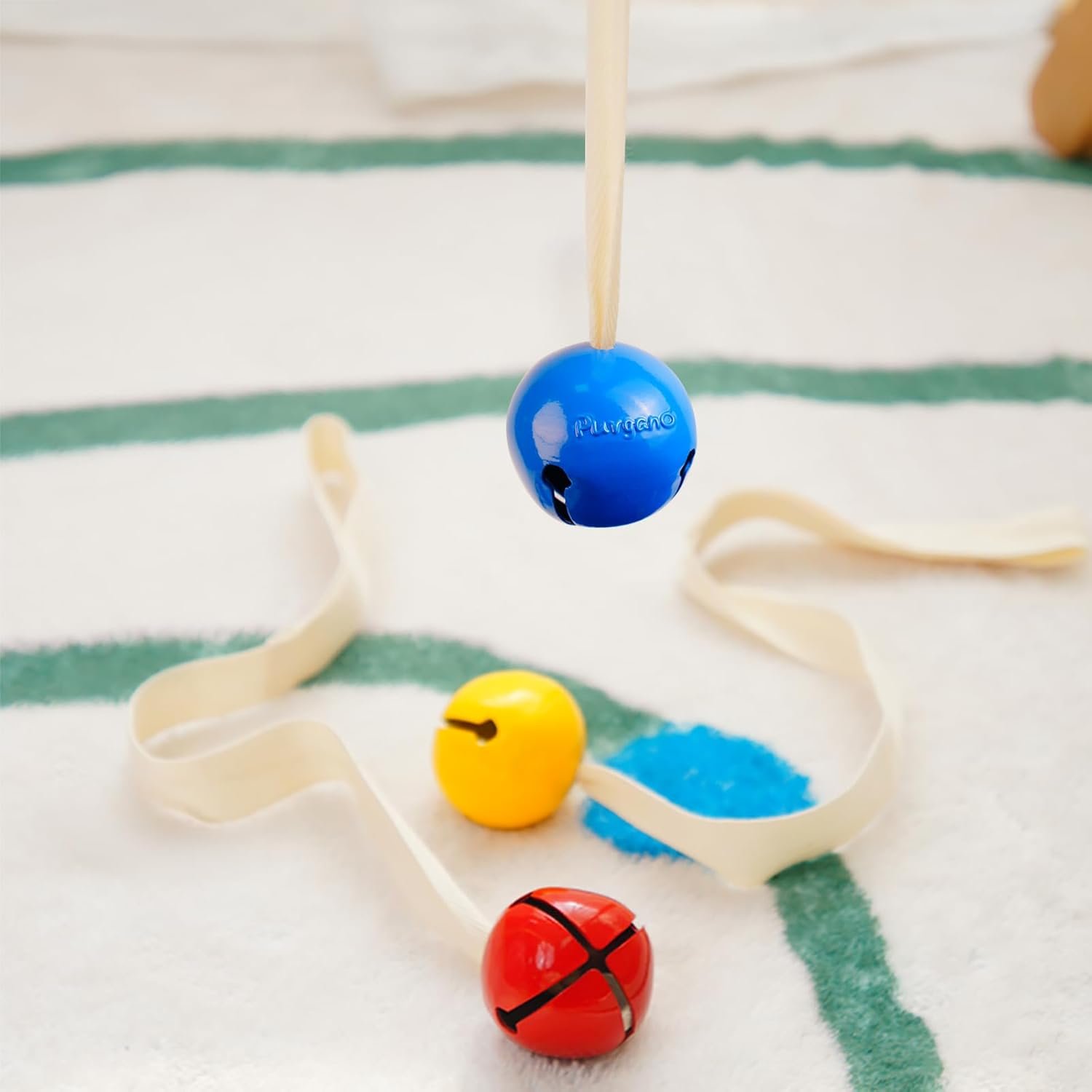 Yellow Bell with Ribbon, Montessori Baby Toy