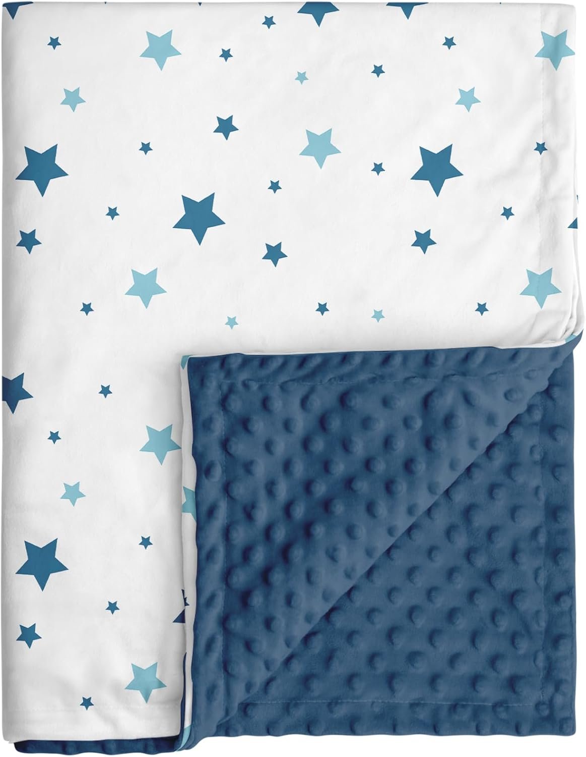 Baby Blankets for Unisex Boys Girls, Soft Nursery Crib Blankets with Dotted Fleece Back for Newborns Toddlers 30×40 Inch Blue Star Bed Throws