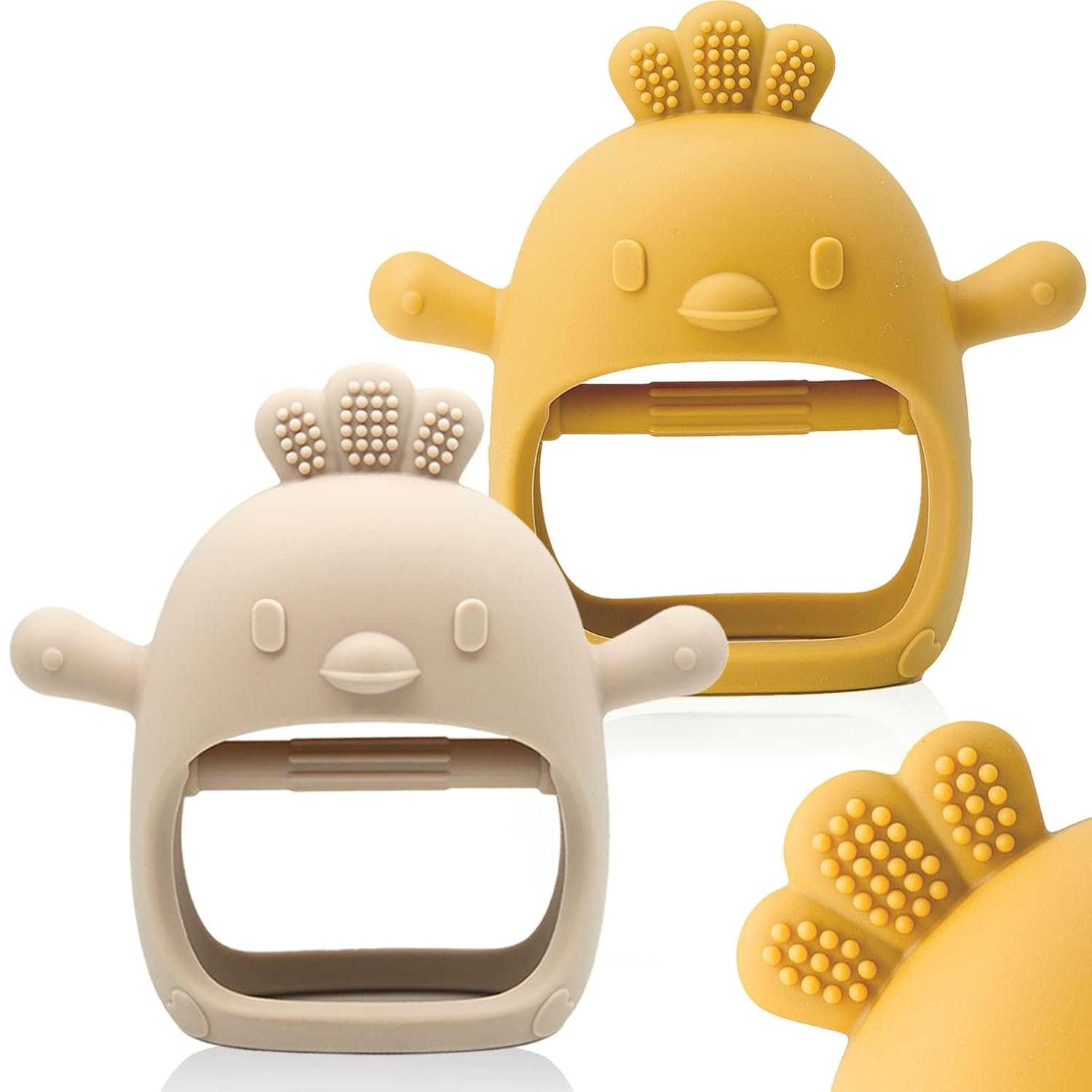 ChooKaChoo 2 Pack Baby Teething Toy Silicone Teething Mitten for Babies Over 3 Months Anti Dropping Wrist Hand Teethers Baby Chew Toys for Sucking Needs, BPA Free