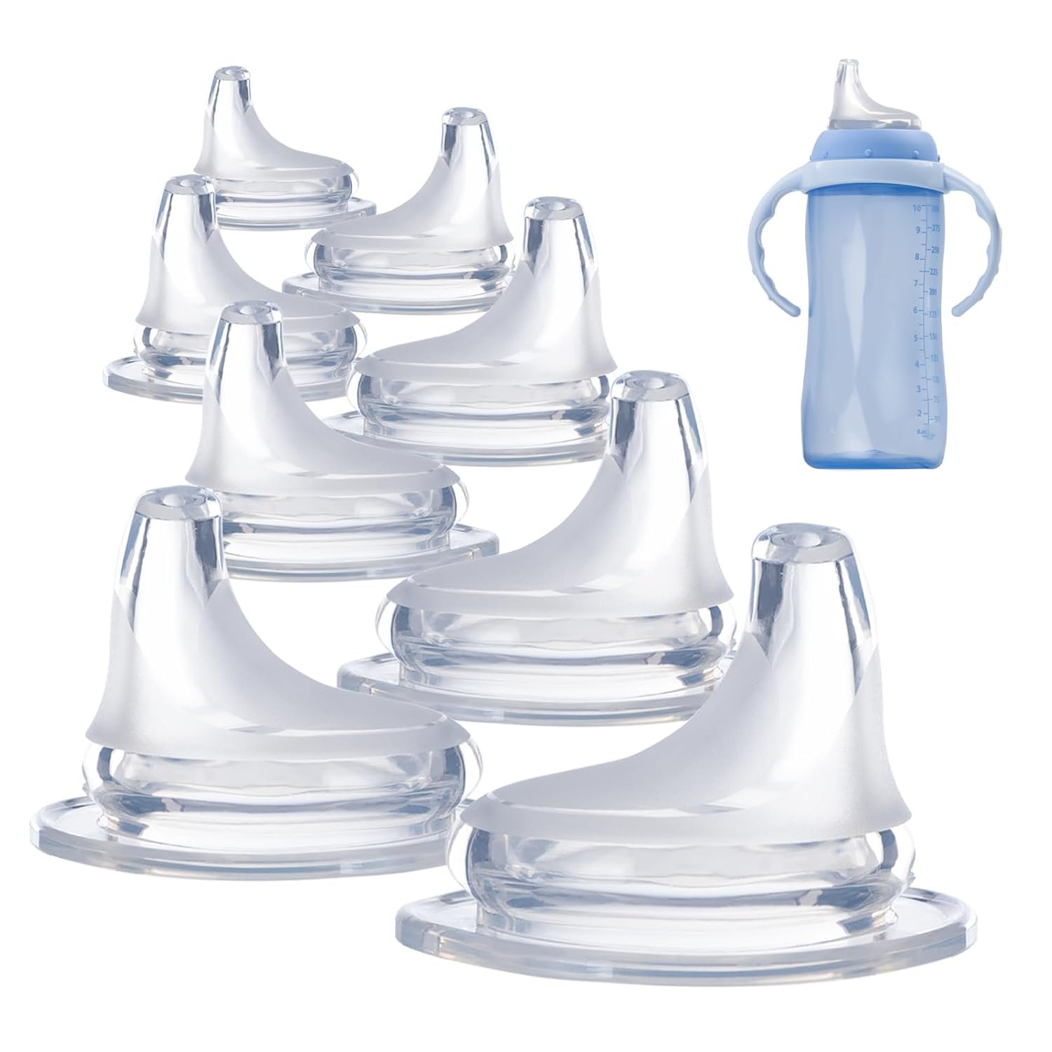8Pack Replacement Silicone Spout Compatible with NUK, Soft Spout Replacement for NUK Active and Learner Cups, Easy Transition from Bottle to Cup, No Spill for Sippy Cup Nipples