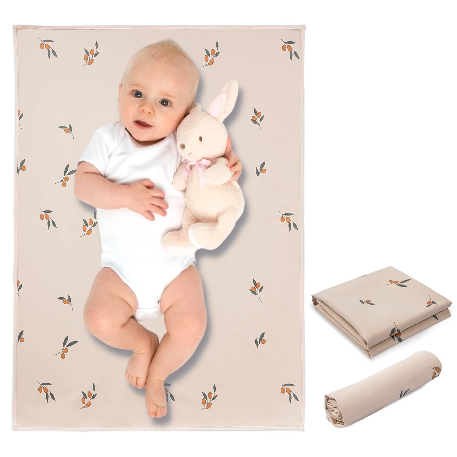 Vegan Leather Portable Changing Pad – Ultra-Thin, Compact & Foldable Travel Mat, Waterproof & Wipeable Diaper Changing Station for On-The-Go Parents, Fits Any Diaper Bag (Branch,20″*28″)