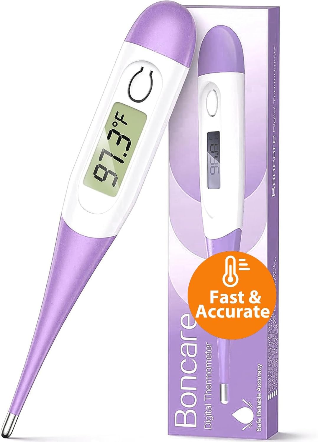 Boncare 10 Seconds Oral Thermometer for Adults and Kids – Accurate & Safe Rectal Thermometer for Baby with Fever Alarm, Digital Thermometer (Purple)
