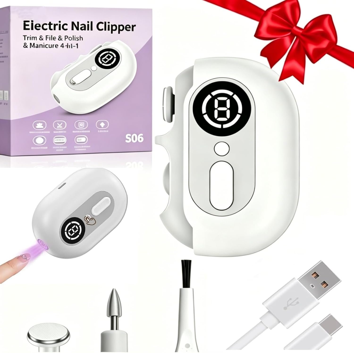 Electric Nail Clipper for Baby – 3-in-1 Automatic Trimmer with Polishing, LED Light & Dust Storage | Safe USB-C Rechargeable Nail File for Kids, Seniors