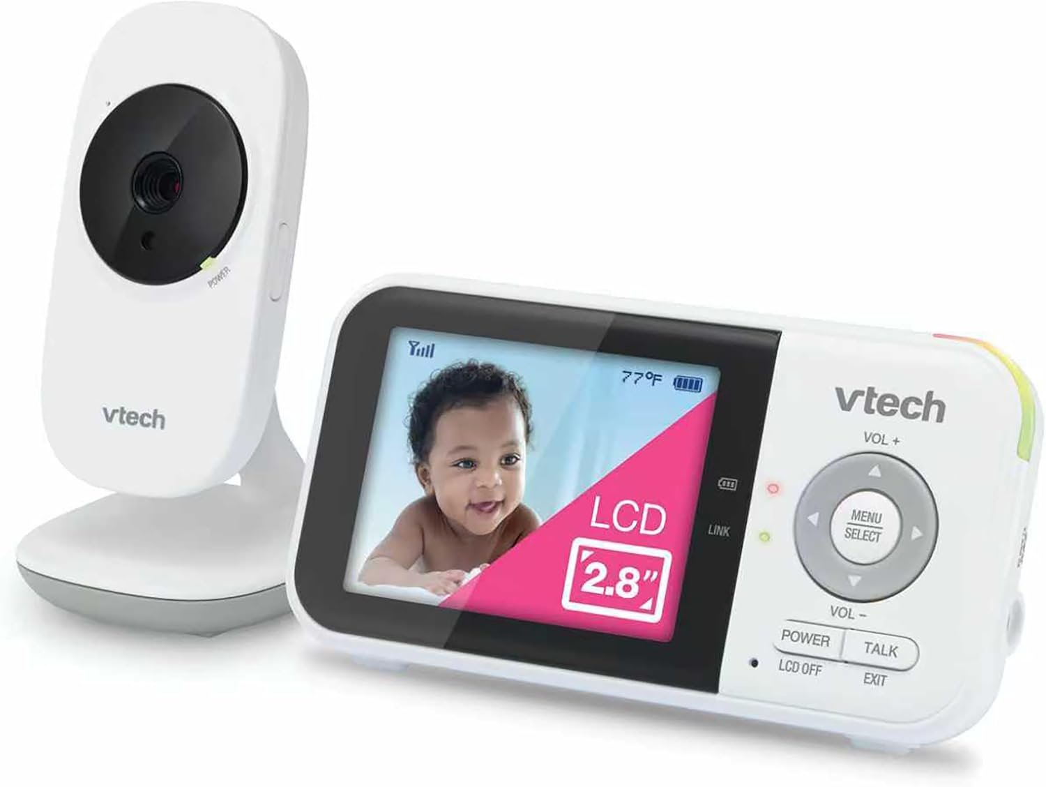 VTech Baby Monitor No WiFi – 19-Hour Video Battery for Newborns, 1000ft Range, Auto Night Vision, Two-Way Talk, Temperature Sensor, Sound-Activated Screen | VM819