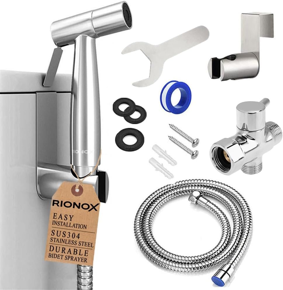 Handheld Bidet Sprayer for Toilet – Adjustable Water Pressure Jet, Bidet Attachment for Toilet, Easy Installation, Quality Stainless Steel, Durable Internals, Leakproof Design (Brushed Nickel)
