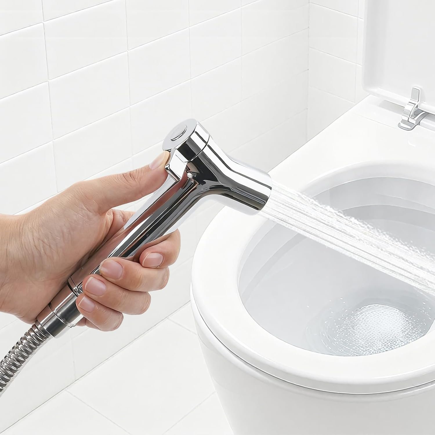 Handheld Bidet Sprayer for Toilet, Adjustable Pressure Feminine Wash – Stainless Steel Easy Install Hand Held Shattaf Spray Hose with Shut-Off Valve, Perfect as Diaper Sprayer, Postpartum Care