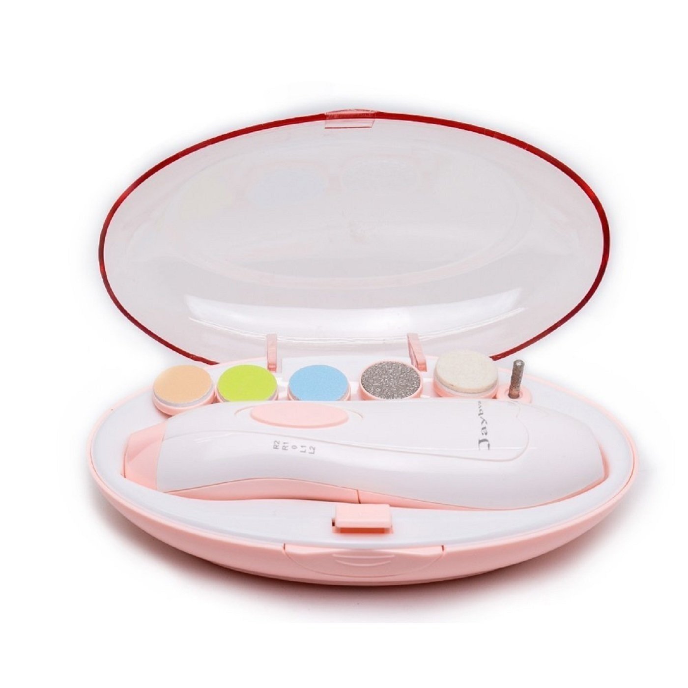 Baby Nail File Electric Baby Nail Trimmer – Jaybva Safe Baby Nail Clippers Cutter for Newborn Children Kids with 6 Cushions Pink
