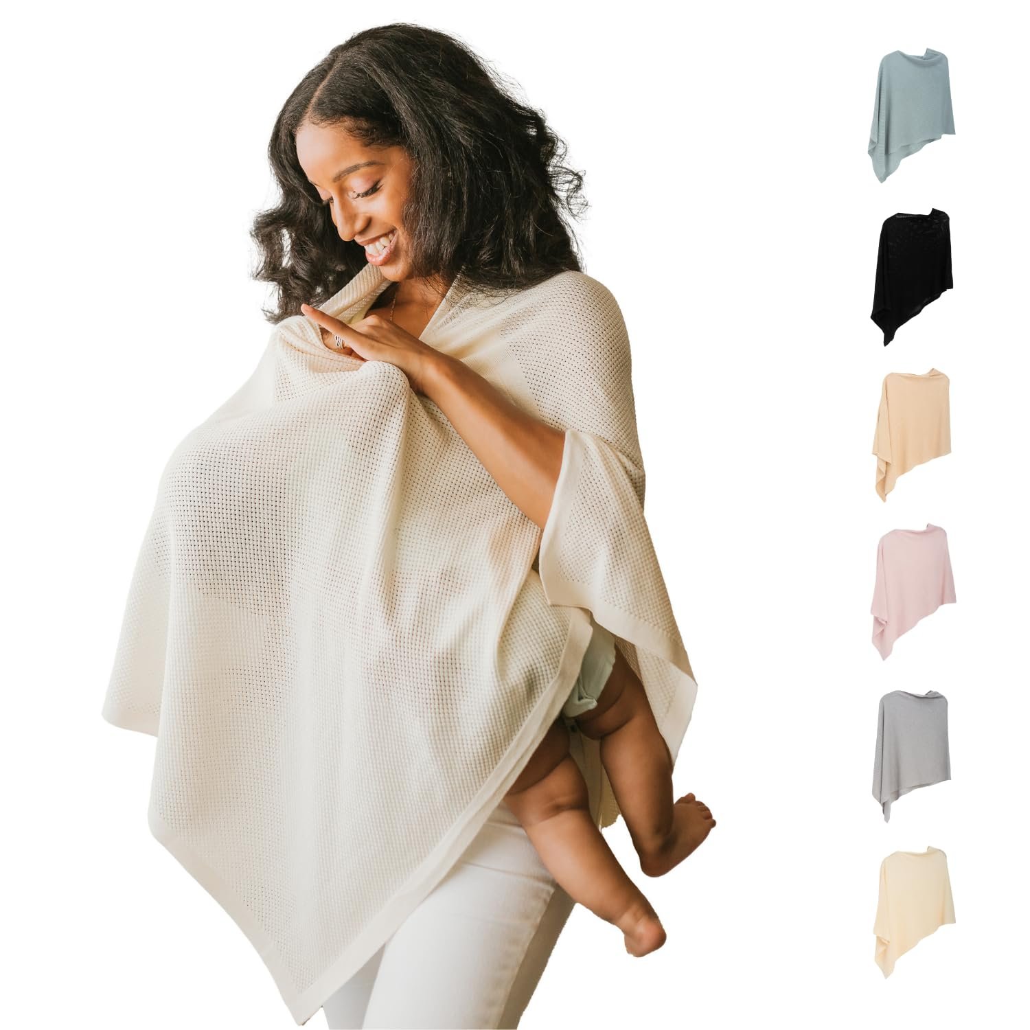 Breathable Nursing Cover Up for Breastfeeding – Privacy Nursing Covers – Newborn Essentials Must Haves – Improved Ponchy by Gold Mamas – Sand