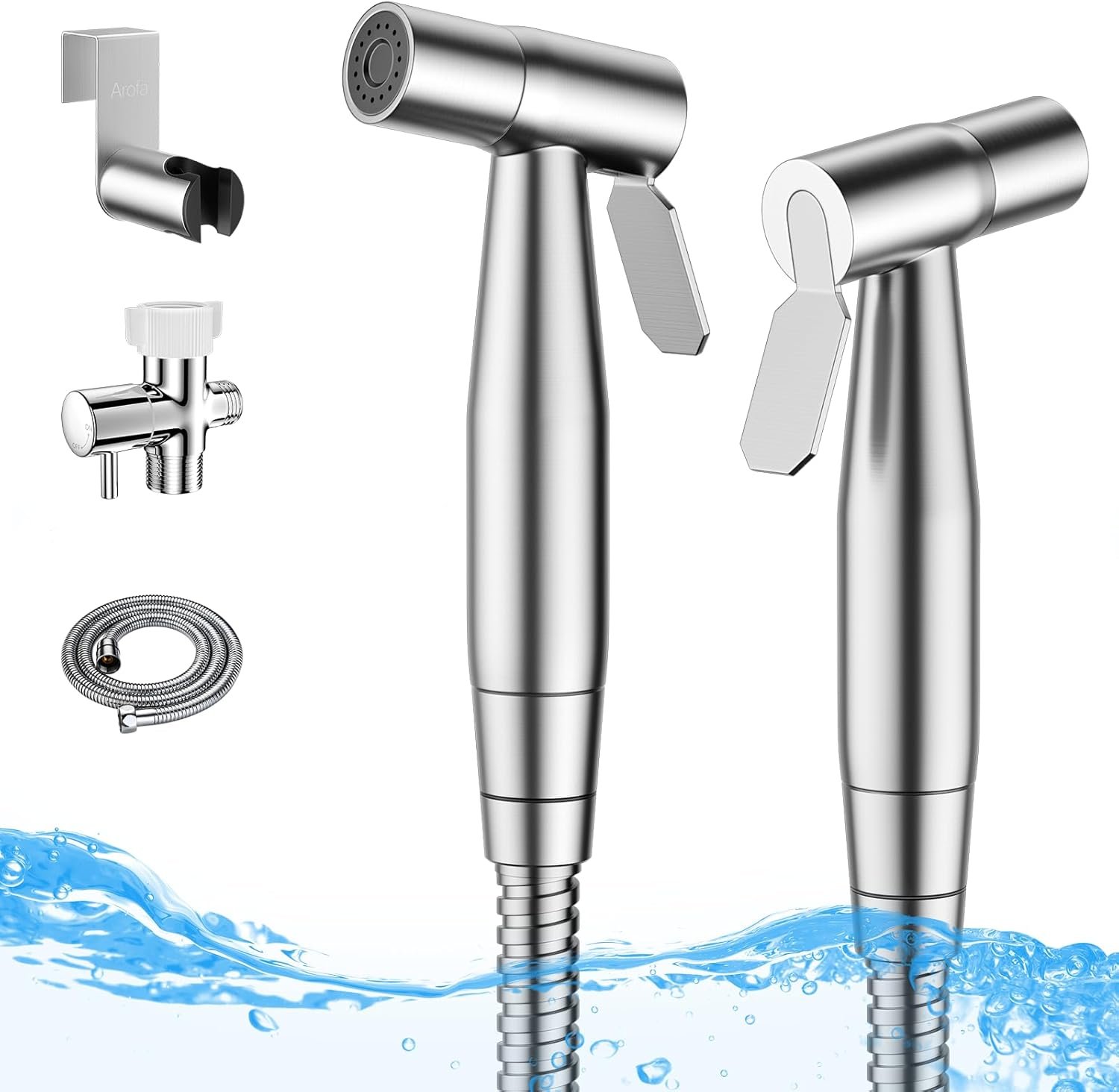 Arofa Handheld Bidet Sprayer for Toilet – 2 Pack Bidets Faucet for Existing Toilets Cloth Diaper Jet Sprayer, Stainless Steel Muslim Shower with Bidet Hose for Feminine Wash