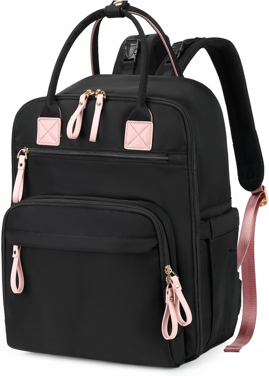 LORADI 18 Pockets Large Diaper Bag Backpack with 4 Insulated Pockets and Stroller Clips, Baby Shower Essentials (Black, Large)