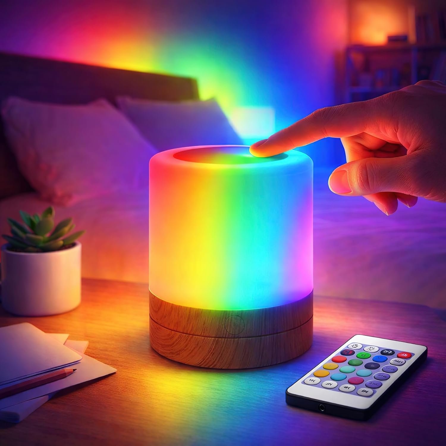 Dimmable Baby Night Light: Eye-Caring Soft Warm White LED Touch Lamp | USB Rechargeable Portable Bedside for Nursery Kids Room Bedroom Camping
