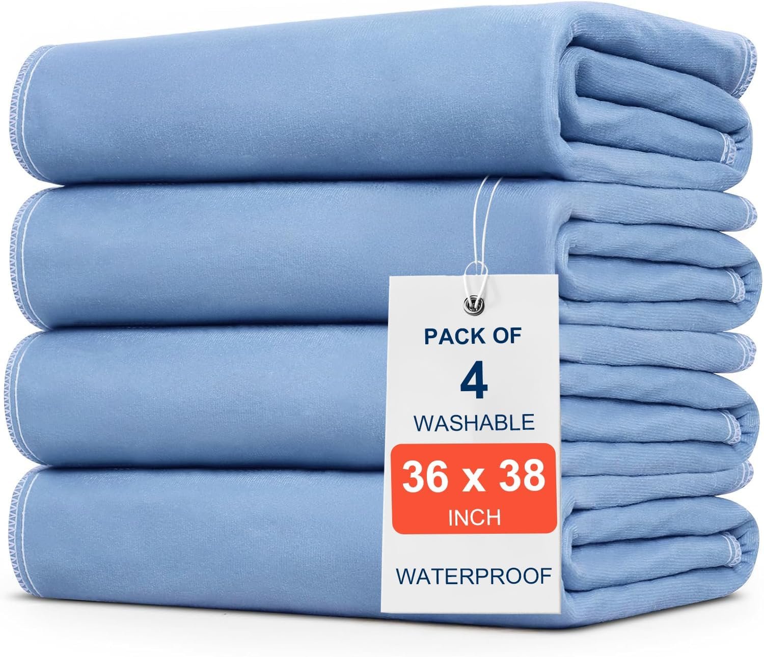 4 Pack 36″ x 38″ Large Absorbency Incontinence Bed Pads – Quick Drying Washable and Reusable Underpads for Kids, Adults, Elderly Dogs and Pets, Pee Mattress Protective Pad for Bed, Couch, Sofa, Floor