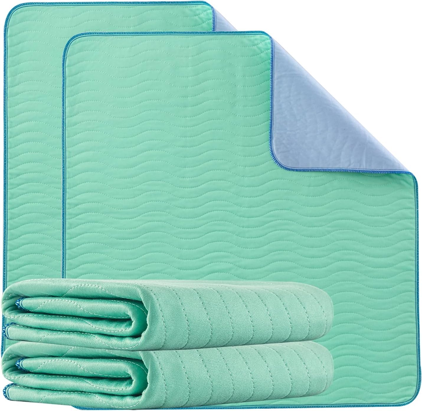 Washable Underpads 34″×36″,2 Pack,Extra Heavy Absorbency Incontinence Bed Pads,4-Layer Quick Drying Reusable Bed Pads Washable Waterproof for Adults,Kids,Dogs,Bedwetting Pee Pads for Sofa,Couch,Floor