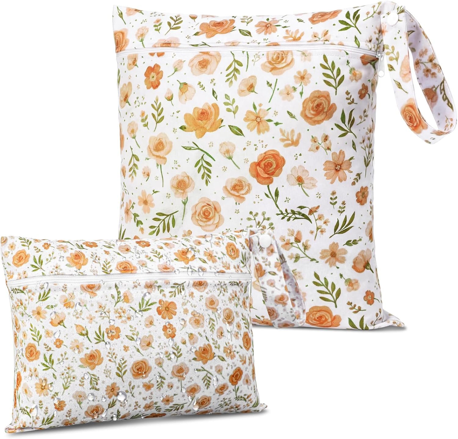 Tudomro 2 Pcs Wet Bags Large & Small Wet Dry Bags with Handle Newborn Essentials Registry Must Have Items Waterproof Reusable Bag for Swimwear Baby Diapers Dirty Clothes Makeup Bag for Mother Day