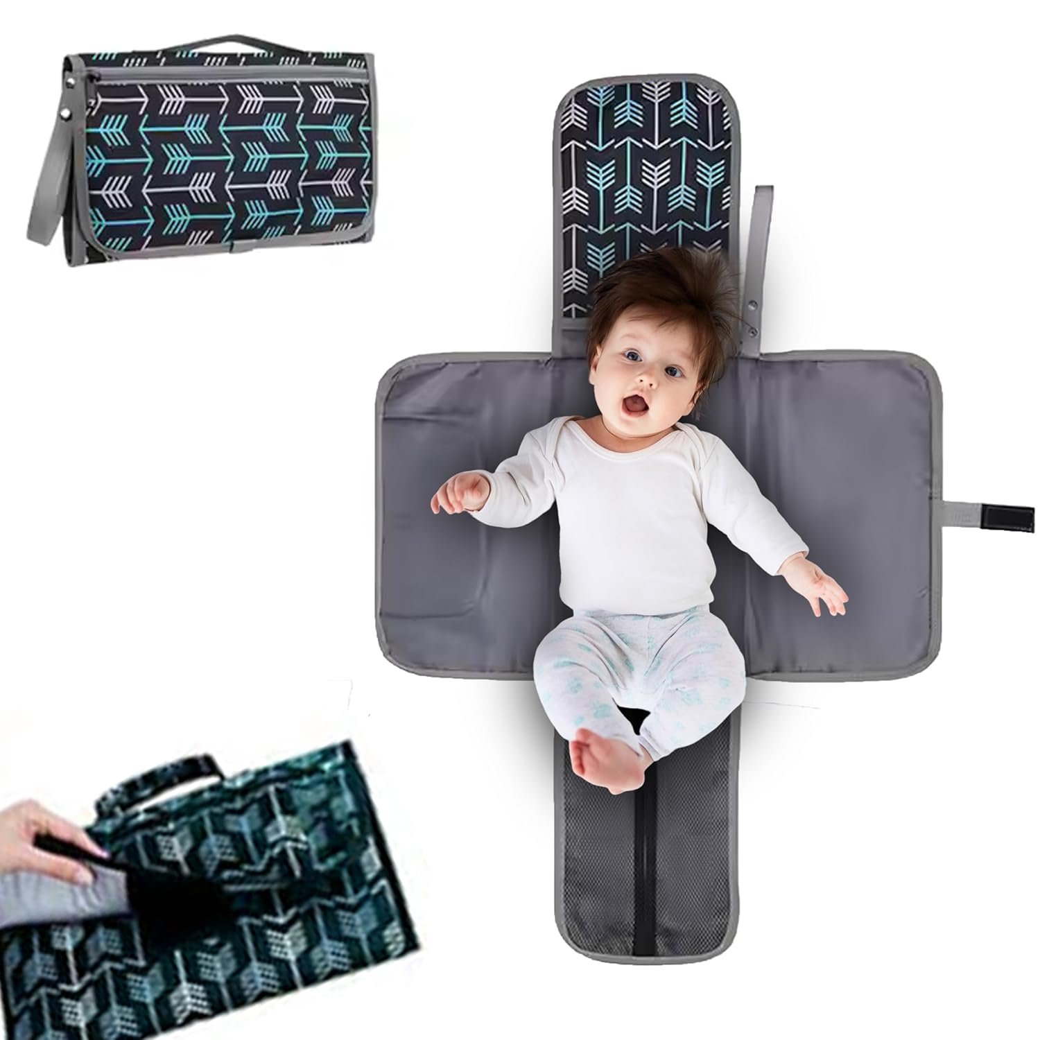 Portable Baby Changing Pad – Waterproof Travel Diaper Mat for Newborns, Lightweight & Foldable with Wipeable Surface for Moms & Dads On-The-Go