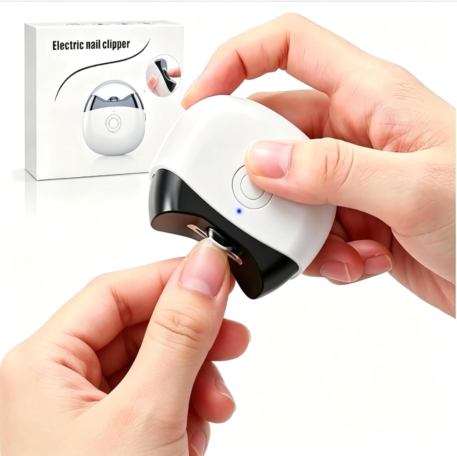 CACHIL 3-in-1 Automatic Electric Nail Clipper with LED Light, Dust Collector & 3 Speeds – USB Rechargeable Safety Nail Trimmer for Seniors, Thick Nails, Baby & Kids (White)