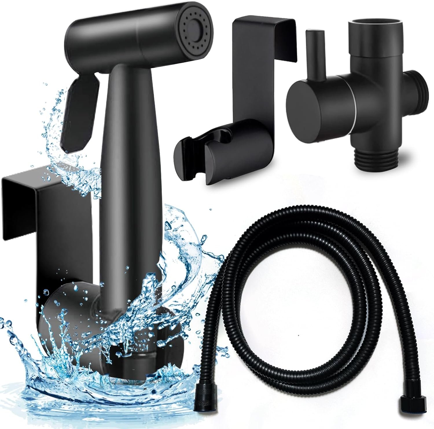 Handheld Bidet Sprayer for Toilet, Brass Leak Free T-Valve & Adjustable Jet Spray, Feminine Hygiene, Baby Diaper Sprayer with Superior Complete Accessories