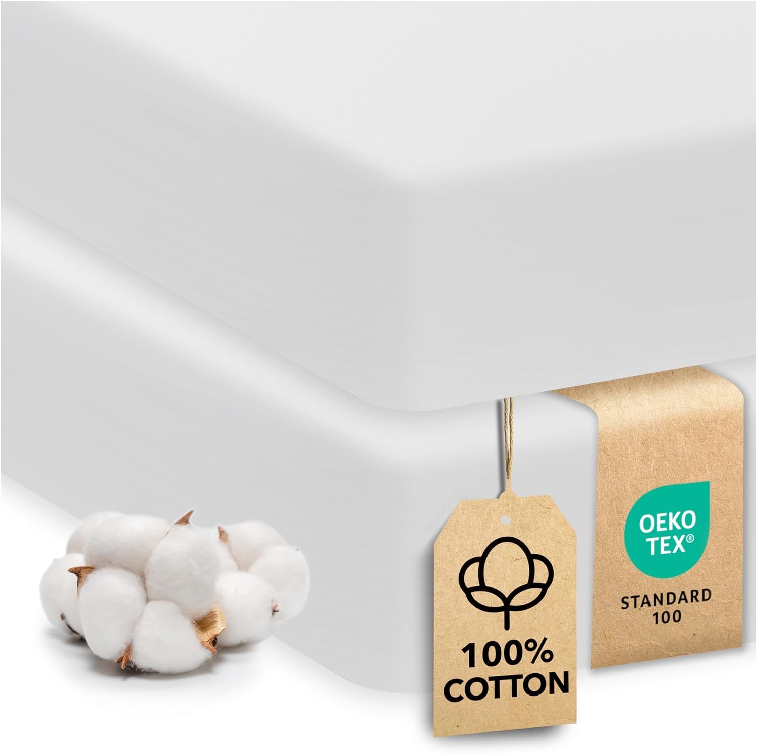 Cotton Crib Sheets 2 Pack – Sweety Fox Mini Fitted Sheets for Baby Boys and Girls, Soft Jersey Knit for Crib or Toddler Bed, White