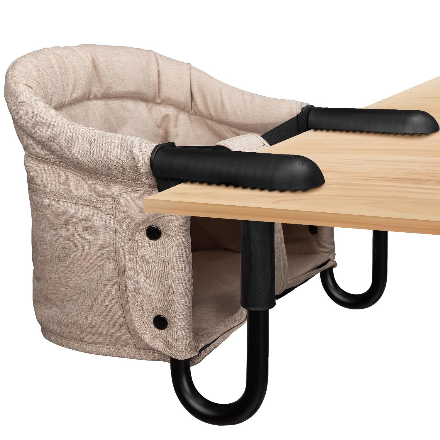 Hook On High Chair – Portable & Foldable for Babies 6-36 Months, Family & Travel Use with Carry Bag(Khaki)