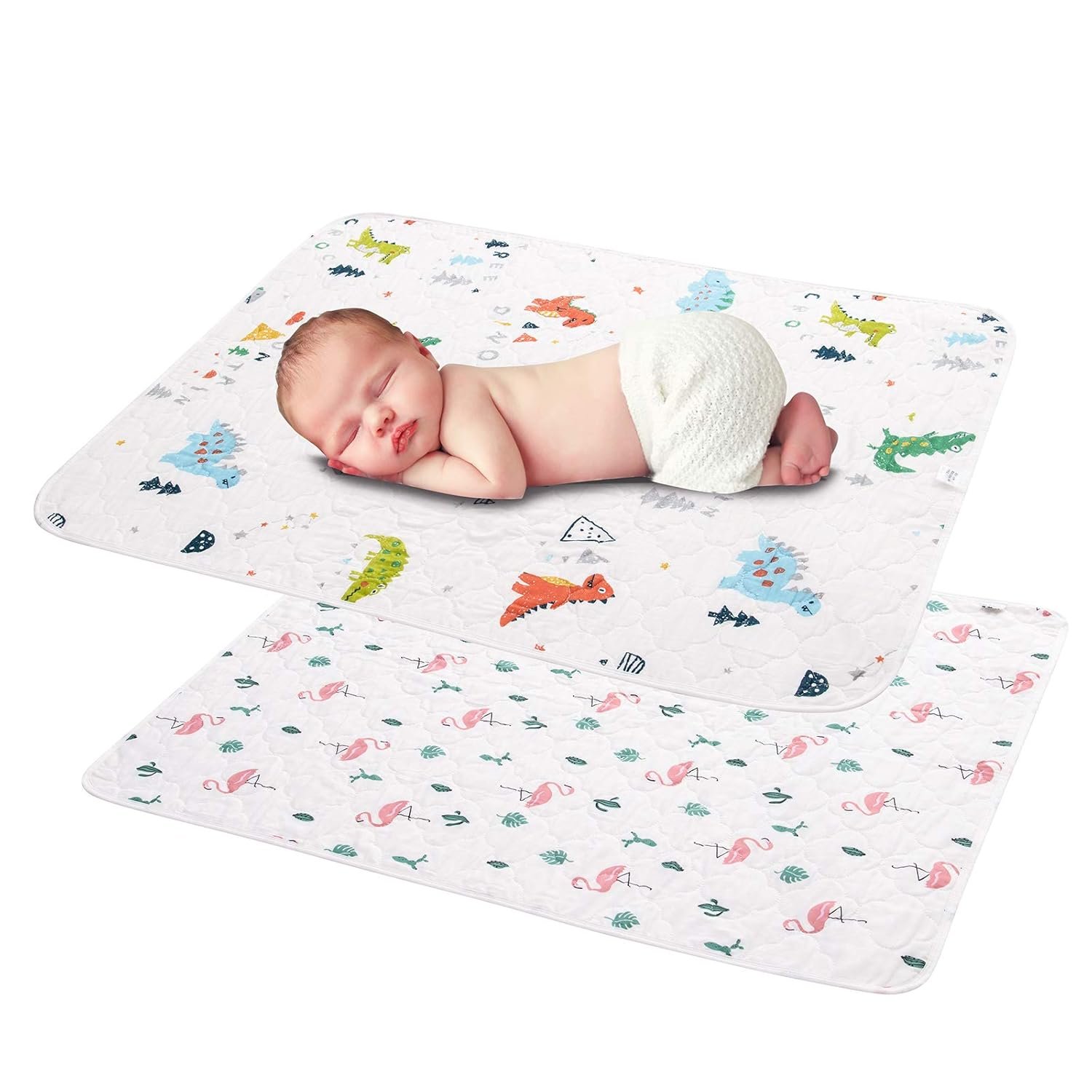 Baby Portable Diaper Changing Pad,Waterproof Changing Mat,Soft Comfortable,Foldable Travel Pad,Toddler Essentials Must Haves,Newborn Shower Gifts(2 Pcs-27″x35″)