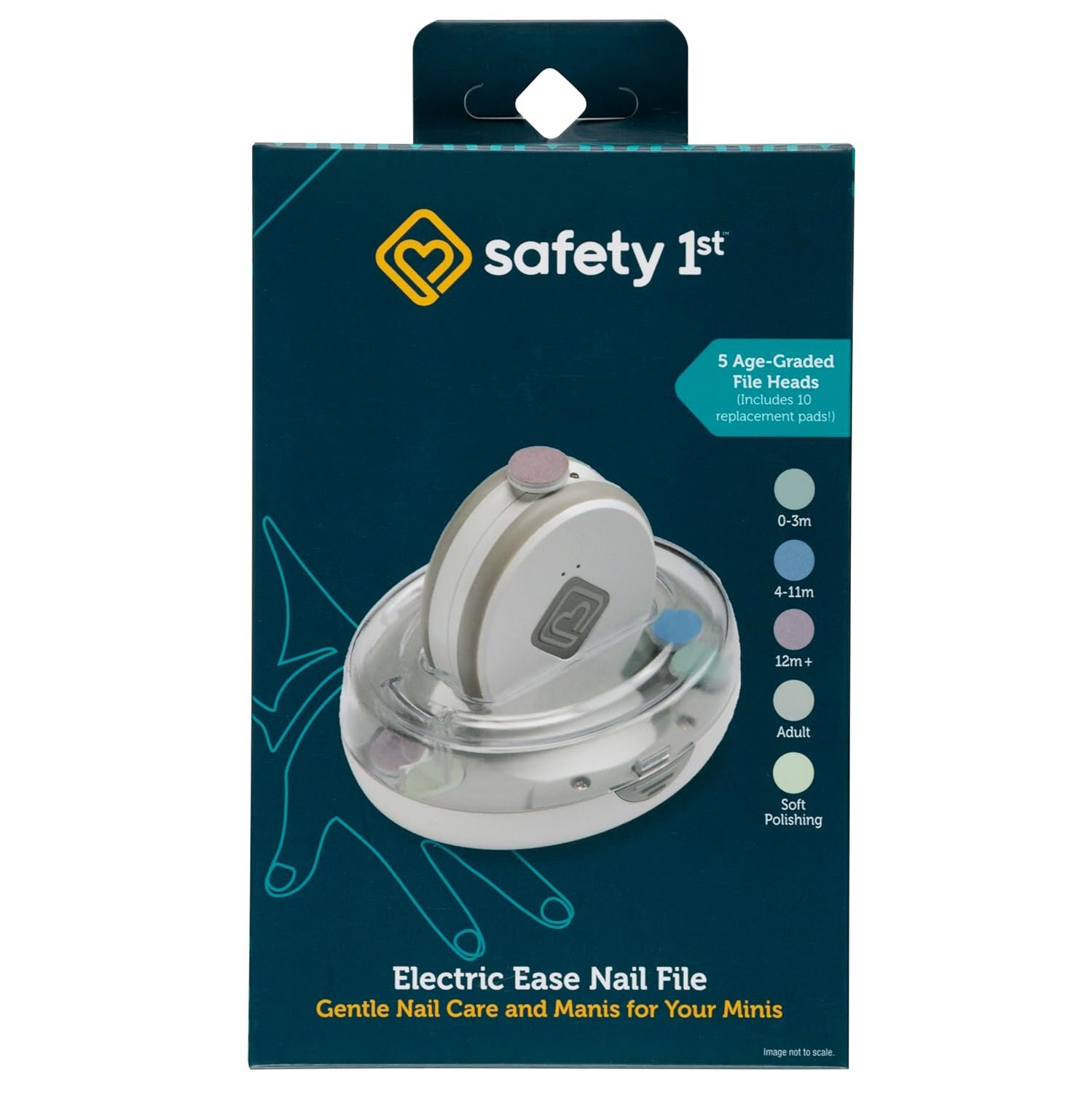 Safety 1st Electric Ease Nail File, Gentle and Easy to use, with Built in Light, Grey