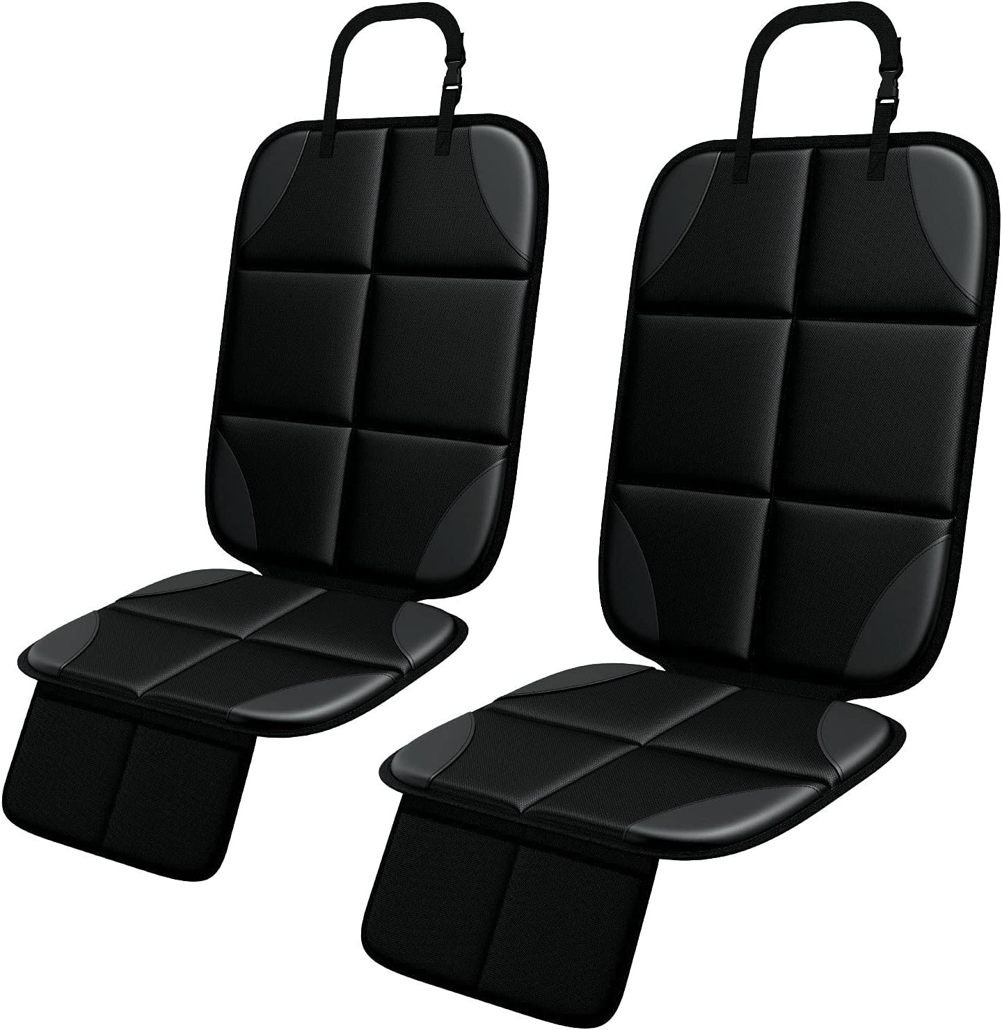 Car Seat Protector MHO+All 2 Pack Auto for Child Baby Car Seats – Large CarSeat Sit Savers Mat with Waterproof 600D Fabric & 2 Storage Pockets, Crash Test Approved