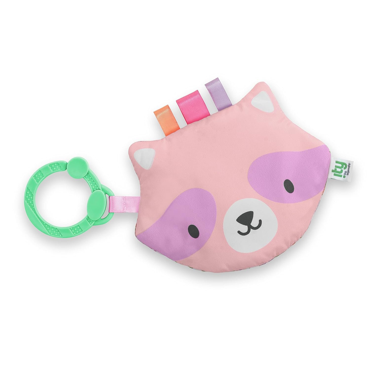 Ingenuity: ity by Ingenuity Crinklet, Raccoon Crinkle Toy for Newborn and Up, Satin Ribbon Tags, C-Link Attachment, Unisex – Deni