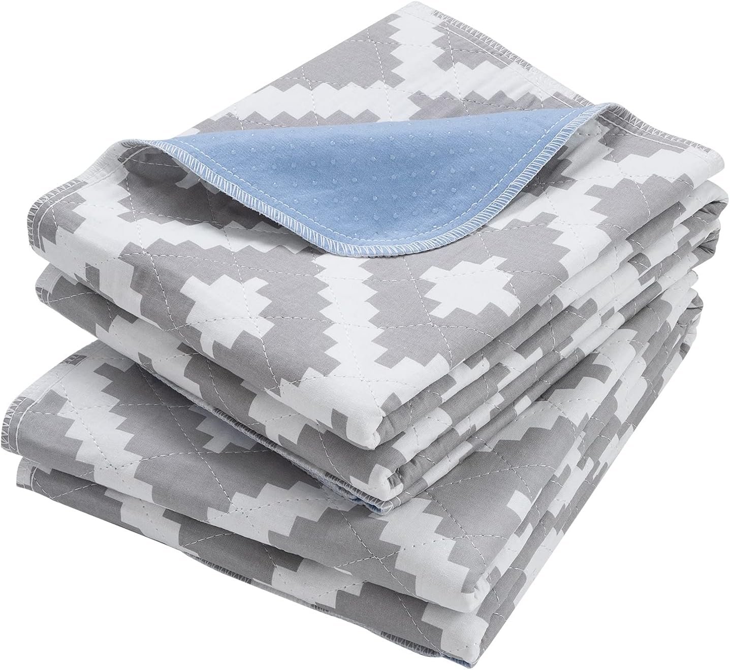OUTCREATOR® Washable Bed Pads 34″ x 36″ (Pack of 2), Incontinence Mattress Protector, Anti-Slip Waterproof Underpads for Adults Kids Elderly Pets, Absorbency & Reusable Bedwetting Pads (Gray Geometry)