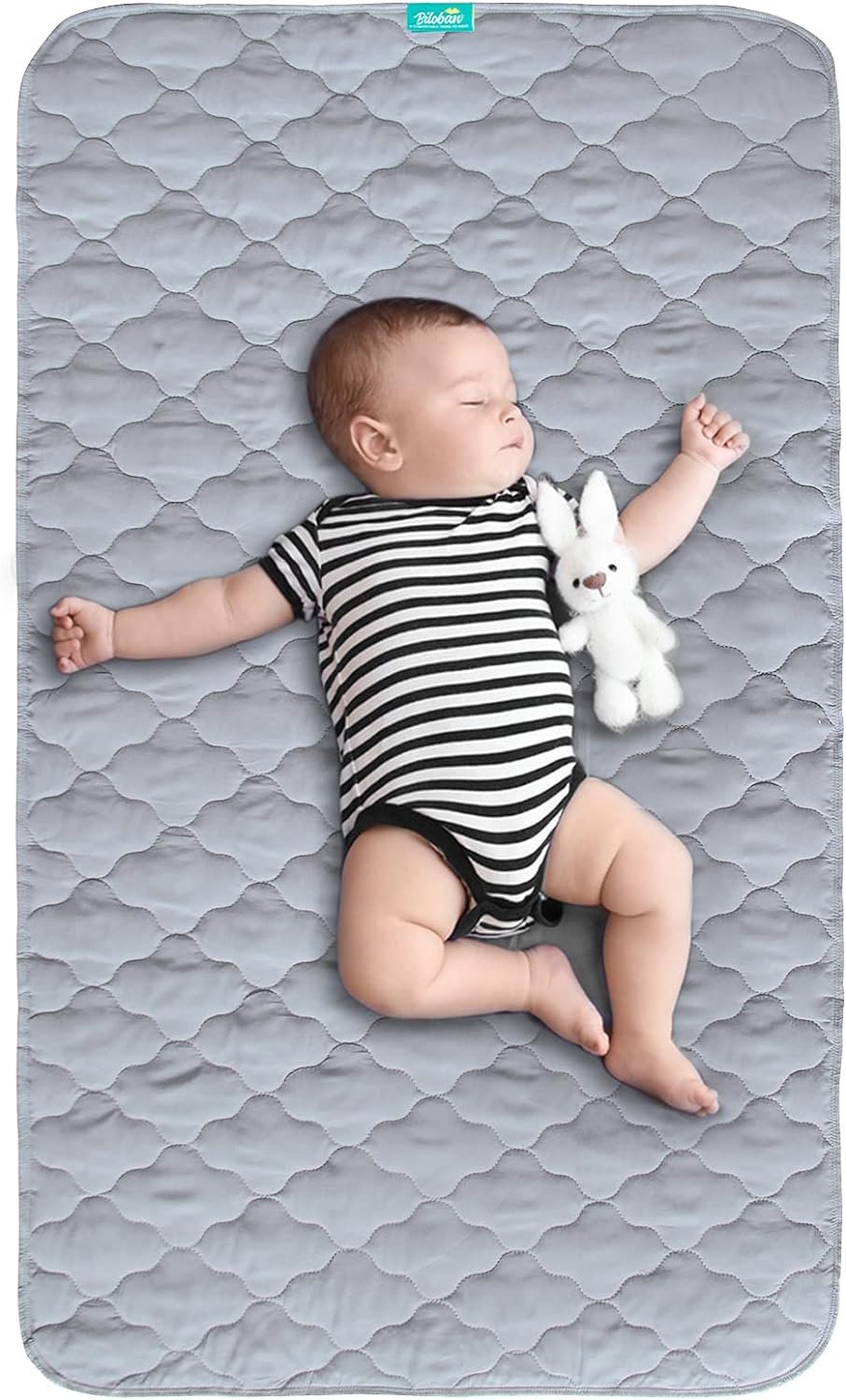 Waterproof Crib Mattress Protector Pad 28″ x 52″,Non-Slip & Absorbent Mattress Pad for Baby Standard Crib/Bed, Quilted Machine Washable Grey