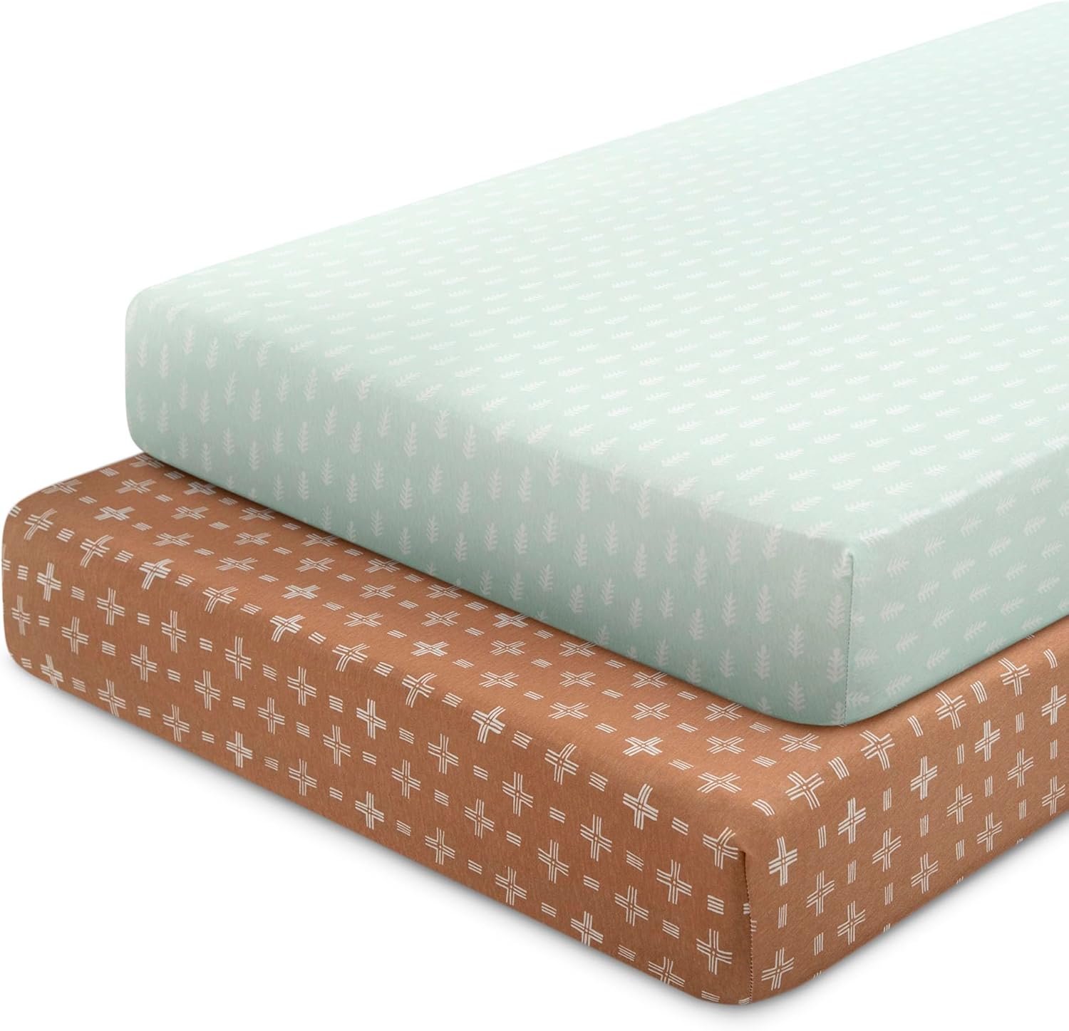 Delta Children Fitted Crib Sheets for Girls and Boys – 100% Organic Cotton Crib Sheet for Standard Crib and Toddler Mattresses – 28×52 Inch – GOTS Certified (Pack of 2), Neutral Boho