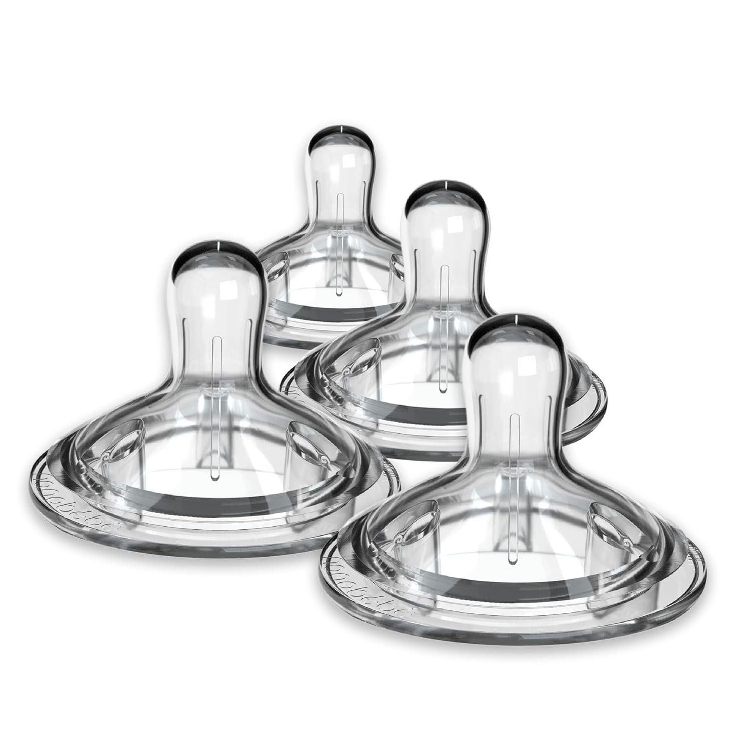 Nanobebe Nipples Baby Bottle Nipples, Silicone Nipple, Triple Vented, Ready to Use, 4 Pack, Slow Flow