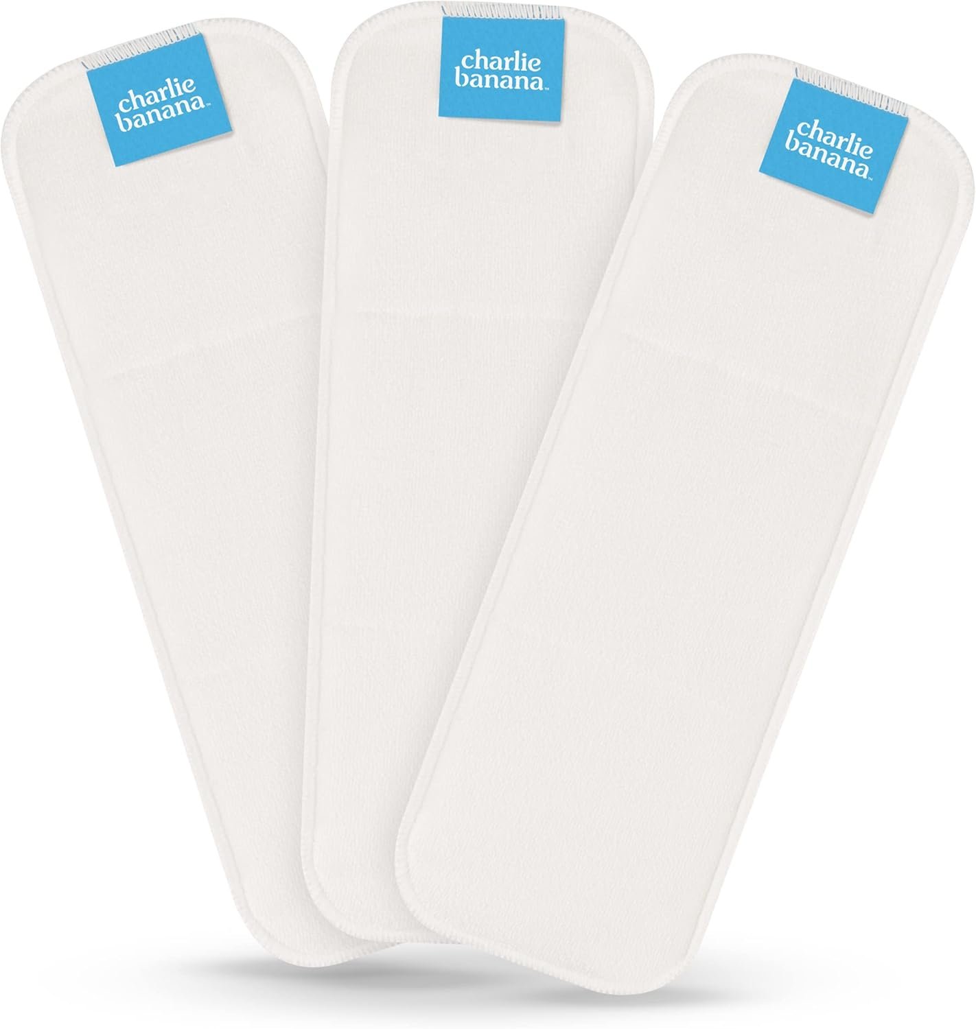 Charlie Banana Baby Super Absorbent Deluxe Reusable and Washable Hemp and Cotton Inserts for Cloth Diapers, One Size, 3 Pack