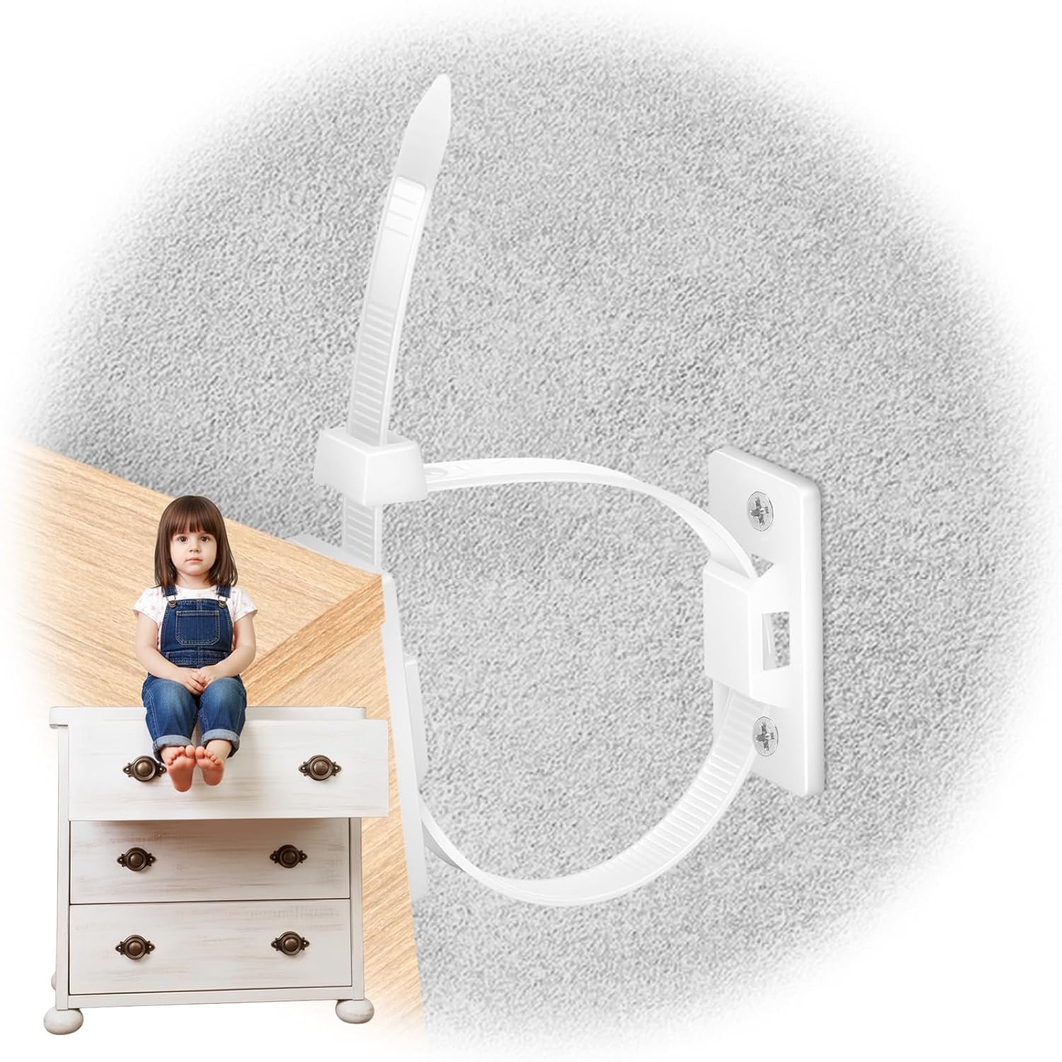6 Set Dresser Anchors to Wall Furniture Straps Dresser Anchors for Baby Proofing Baby Proofing Anti Tip Kit Adjustable Safety Furniture Wall Straps for Cabinet Bookshelf