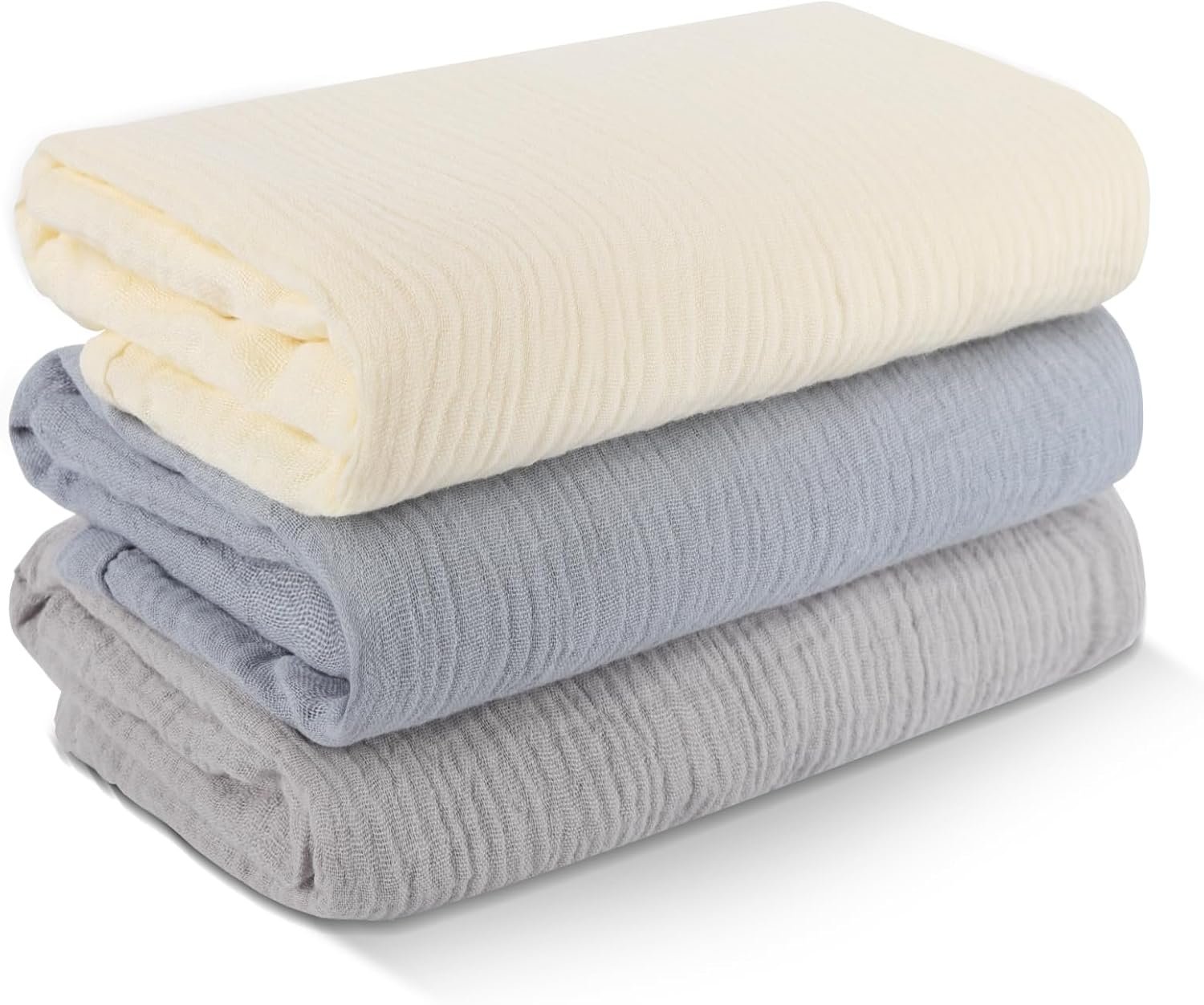 3 Pack Muslin Swaddle Blankets (40x40in) – Ultra Soft Breathable Wraps for Newborn Swaddling, Nursing, and Toddler Playtime, Unisex Design