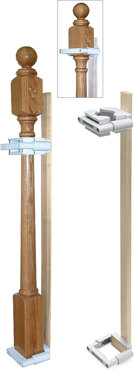 Safety Innovations No Hole Stairway Baby Gate Mounting Kit – Fits Posts from 2 3/4 inches to 3 1/2 inches Wide with Square or Round Tops – No Adhesives On Or Screws in Your Posts, (1-Pack)