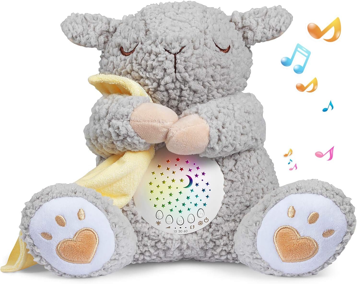 BEREST Rechargeable Baby Sleep Soother, Mom’s Heartbeat Babies Cry Sensor Lullabies & White Noise Sound, Nursery Decor Night Light Projector Toddler Crib Sleeping Aid, Boys & Girls Shower Gifts