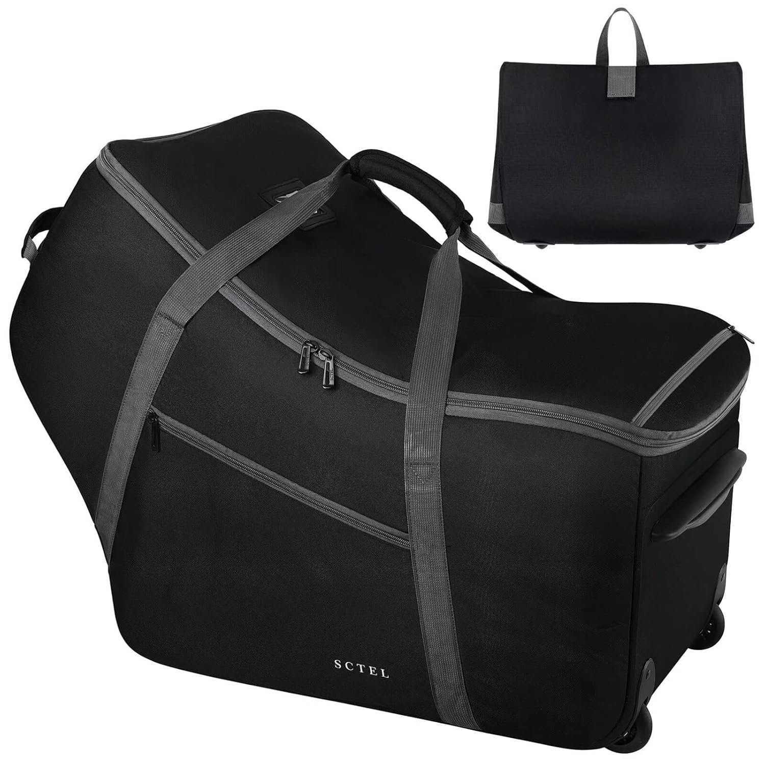 Car Seat Travel Bag with Wheels Fits All Nuna Pipa car seat and Base, Chicco Keyfit 35 and Anti-rebound Bar Base, Doona travel bag, Padded Infant Gate Check Bag with side pocket, Bumper Feet