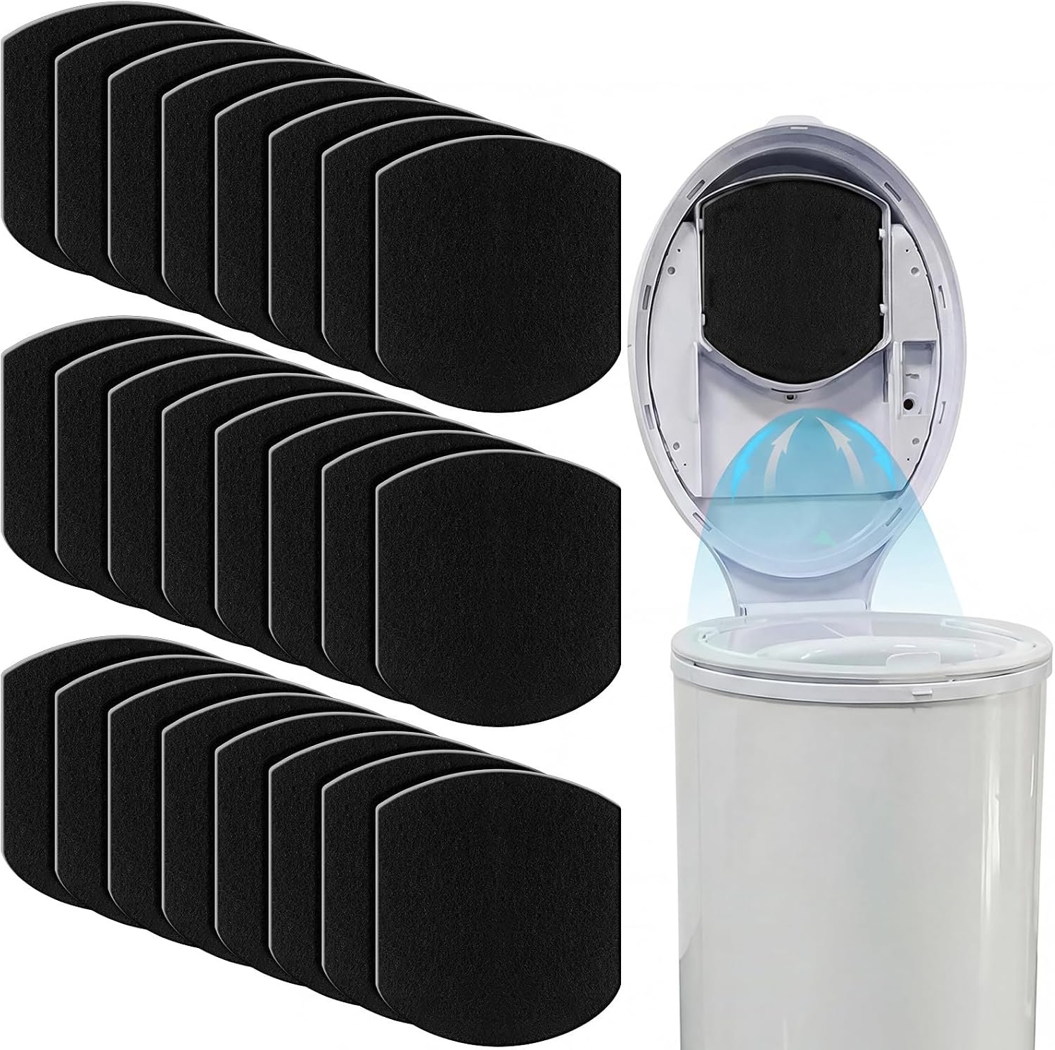 VIHOSE 24 Pack Baby Diaper Pail Deodorizer Compatible with Ubbi Diaper Pail Activated Charcoal Odor Absorbing Filters Compatible with Ubbi Steel Diaper-Pail, Odor Eliminating, No Smell