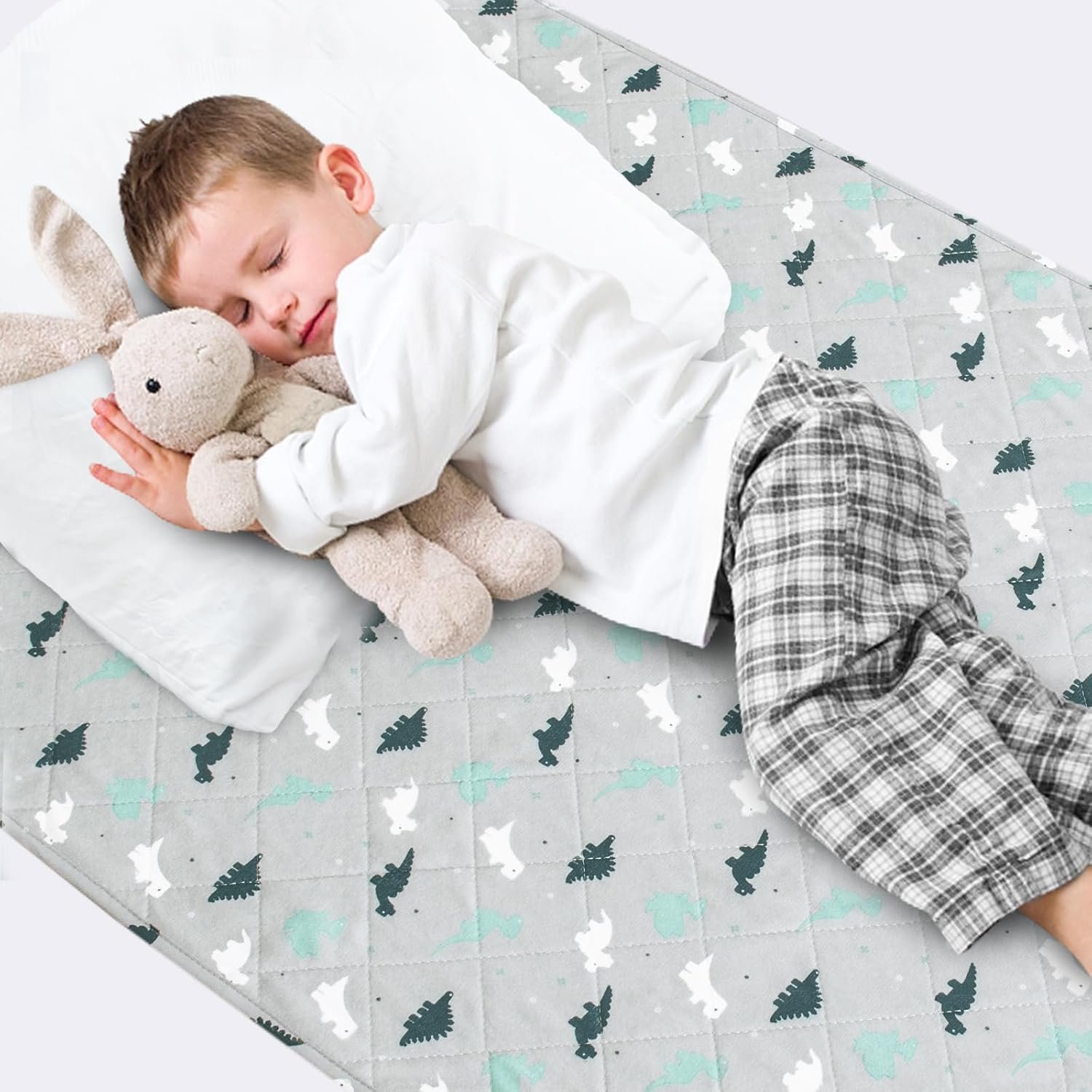 Potty Training Bed Pad – 100% Waterproof, Twin & Toddler Bed Wetting Protection, Reusable, Non Slip, Easy to Change, Washable, Grey