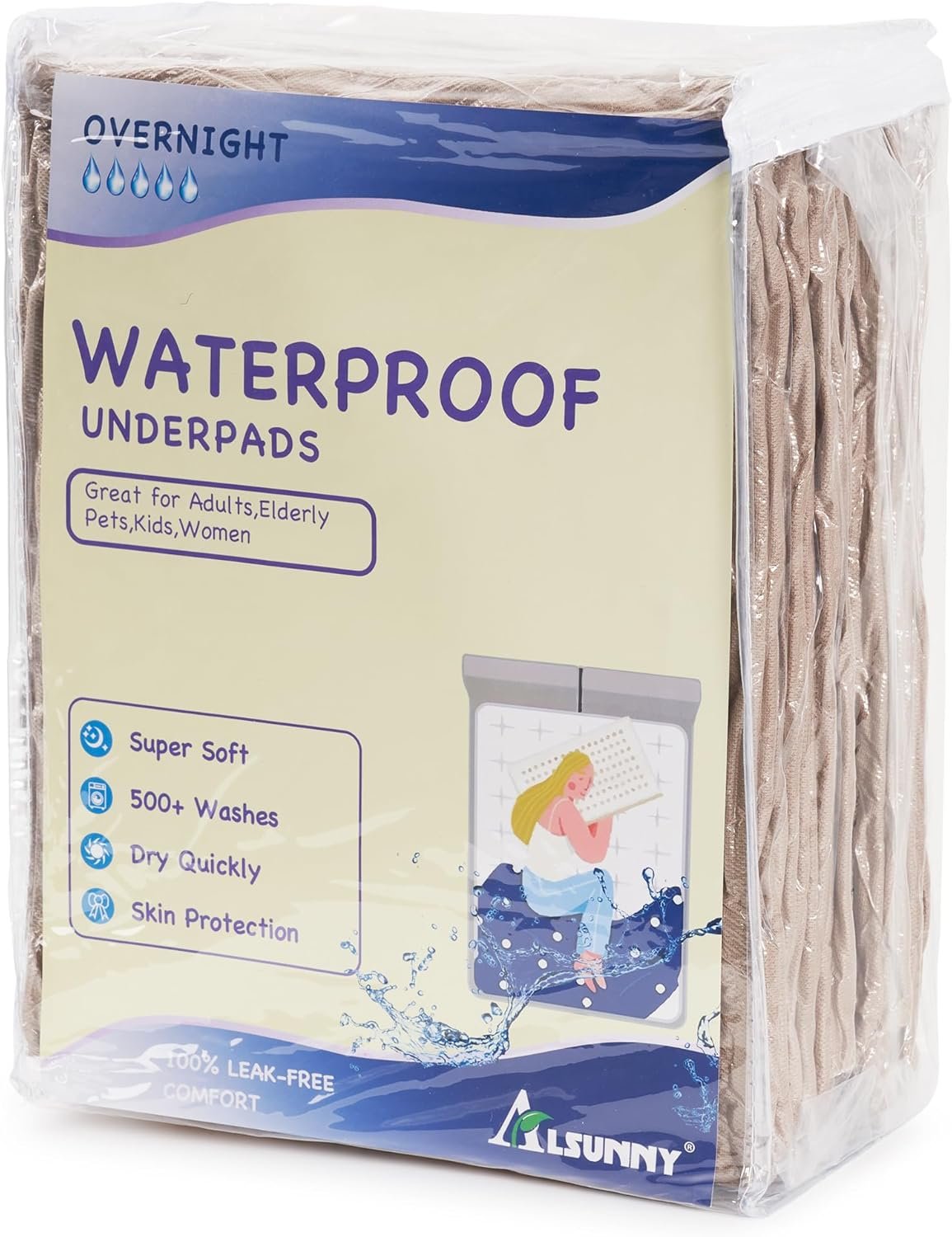Alsunny Hospital Pee Pads for Kids 18×24 Inch(4Pack),Bed Wetting Pads for Kid,Reusable Bed Pad Washable Waterproof Pad,Washable Incontinence Pad,Toddler Kids Pee Pads for Bed,Bed Wetting Mattress Pad