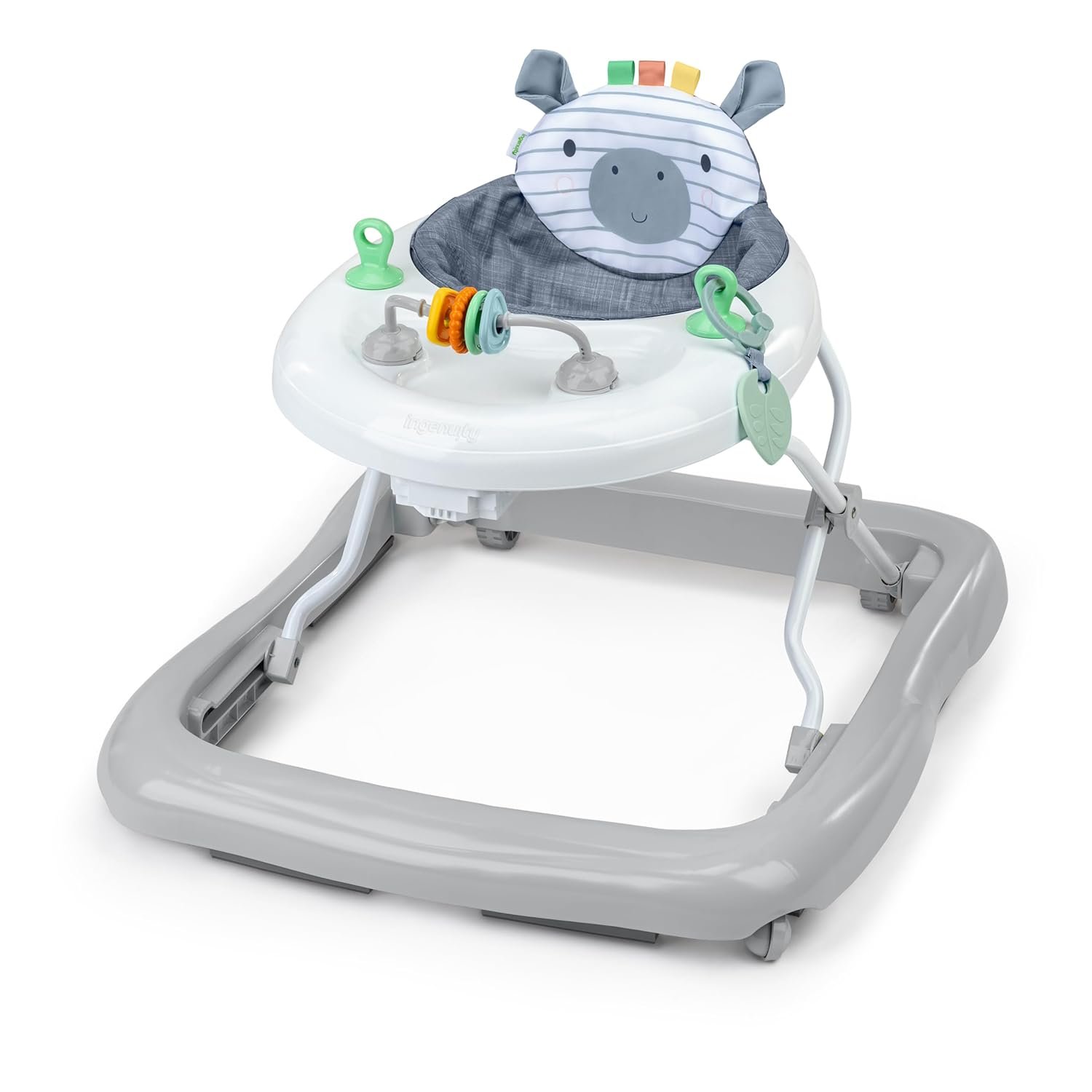 Ingenuity Smooth Strides Activity Baby Walker – Chambray, Developmental Walker, 3 Adjustable Heights, Toys Included, 6M-12M
