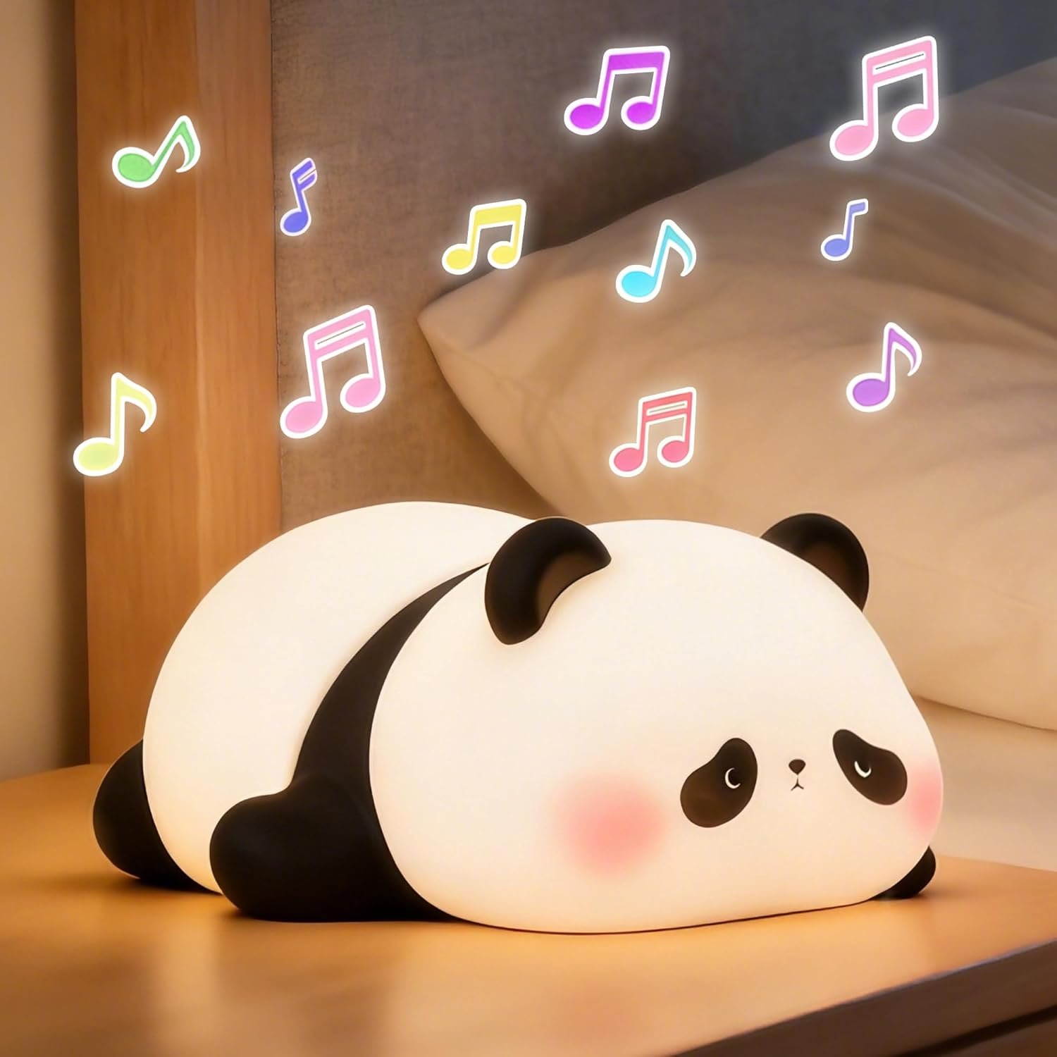 FAMIDUO Panda Night Light with White Noise, Sound Machine for Baby Toddler, Silicone Squishy Sleep Trainer, Dimmable Rechargeable Nursery Nightlight, Kids Sleep Aid,Room Decor, Cute Gifts for Girls