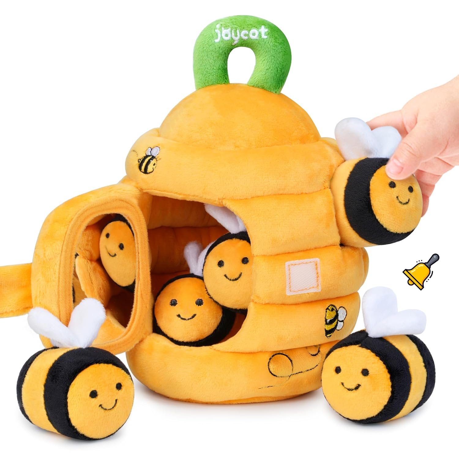 JoyCat Baby Toys 6-12 Months – Soft Baby Beehive with 5 Sensory Bees – Rattle, Crinkle Paper, Squeaker, Mirror, Busy Montessori Soft Toys for Toddlers 0-3 Years Old – Baby Easter Basket Stuffers Gift